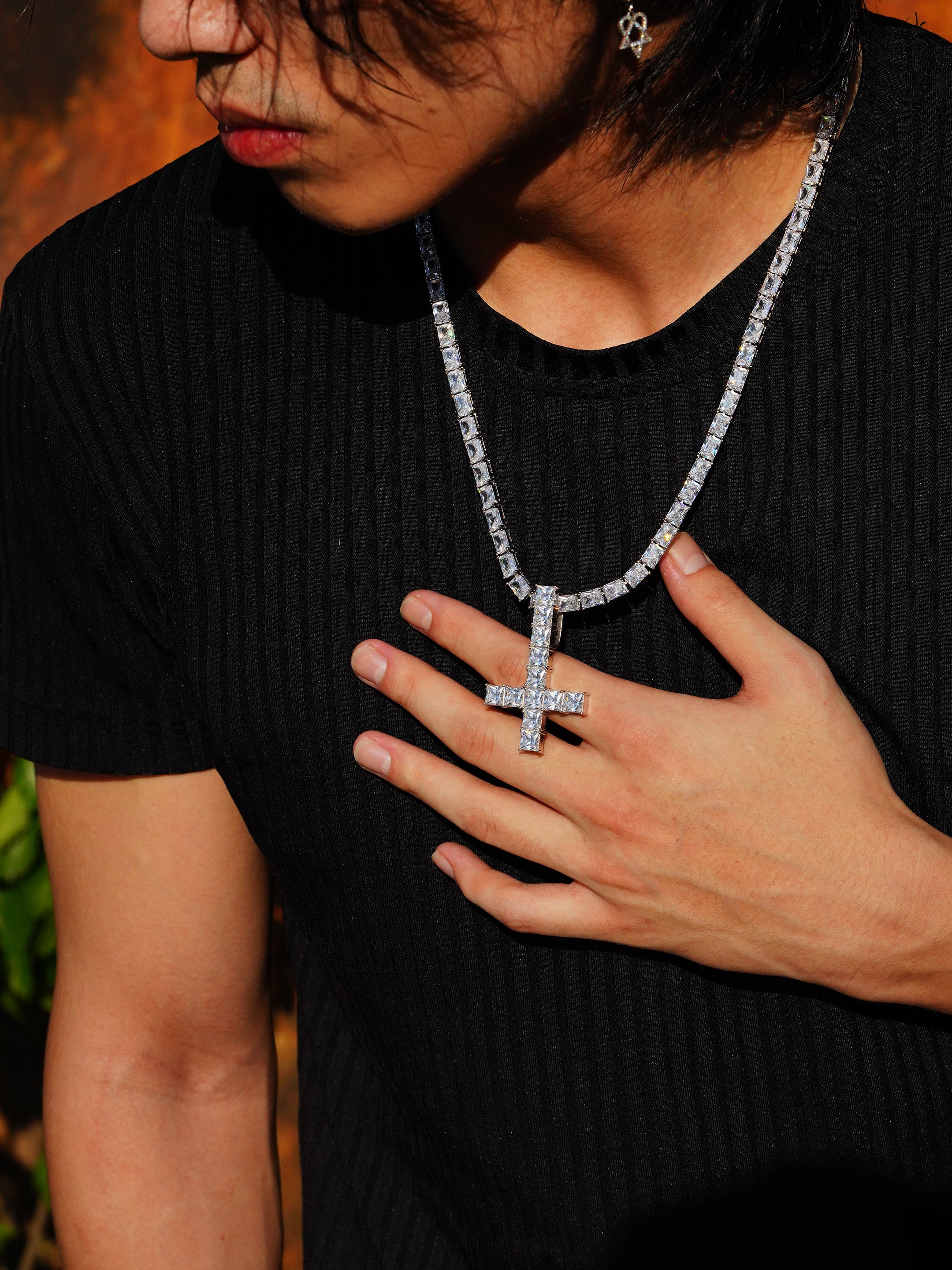 Kencarson Upside Down Baquette Cross pendant